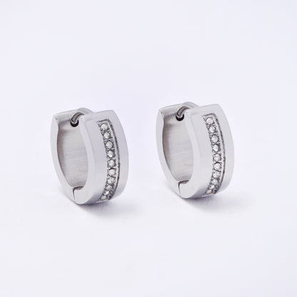 SSYE7278 - Steel 13mm x 5mm CZ huggie earring
