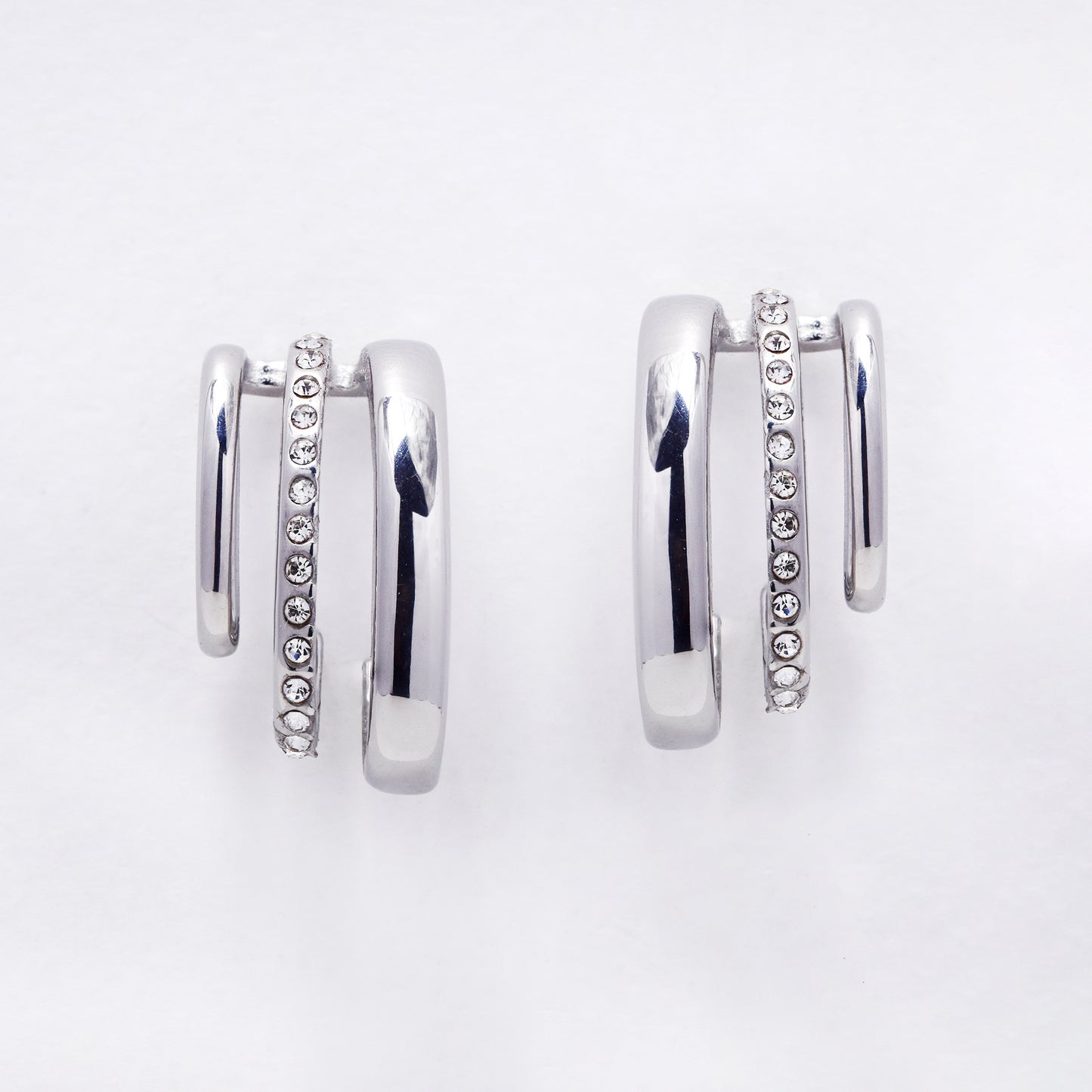 SSYE7313 - Steel CZ 3-strand pin hoop