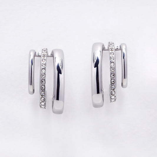 SSYE7313 - Steel CZ 3-strand pin hoop