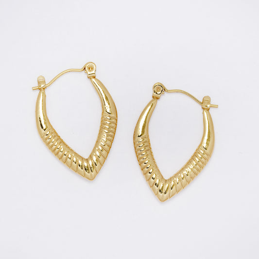 SSYE7349 - Steel 28mm x 21mm lined clip hoop earring