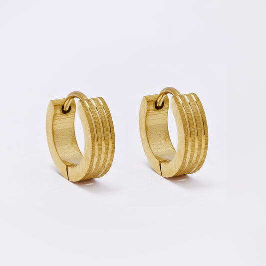 SSYE7397 - Steel 13mm x 4mm lined huggie earring
