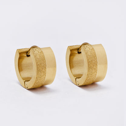 SSYE7398 - Steel 13mm x 8mm half glitter huggie earring