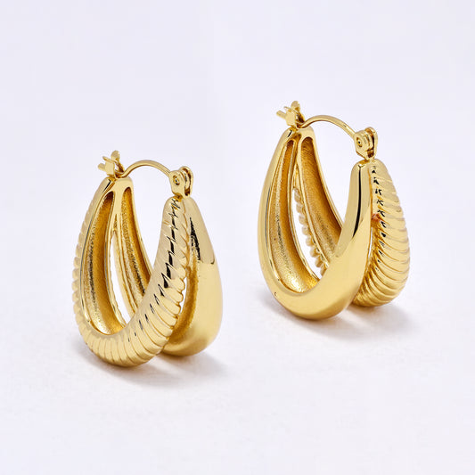 SSYE7410 - Steel 26mm x 21mm double loop hoop earring