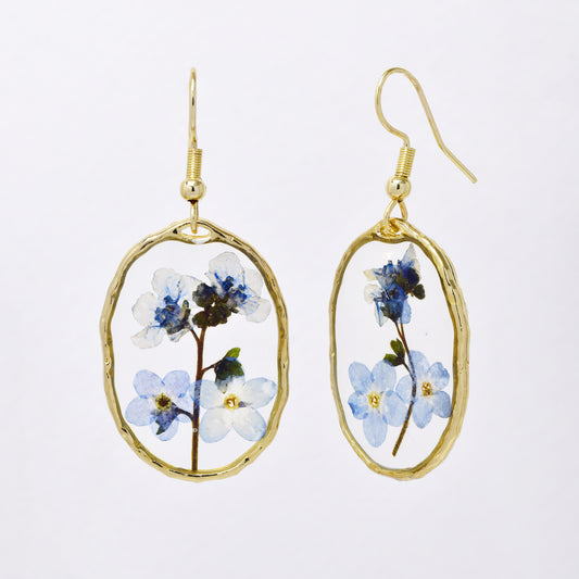SSYE7423 - Steel 30mm x 22mm oval floral resin drop earring