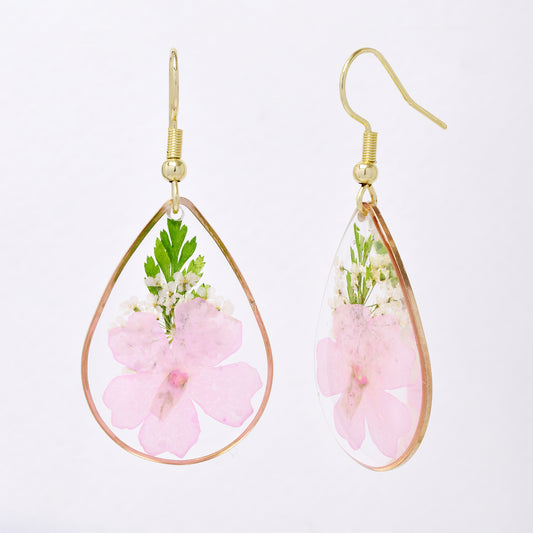 SSYE7434 - Steel 31mm x 22mm teardrop floral resin drop earring