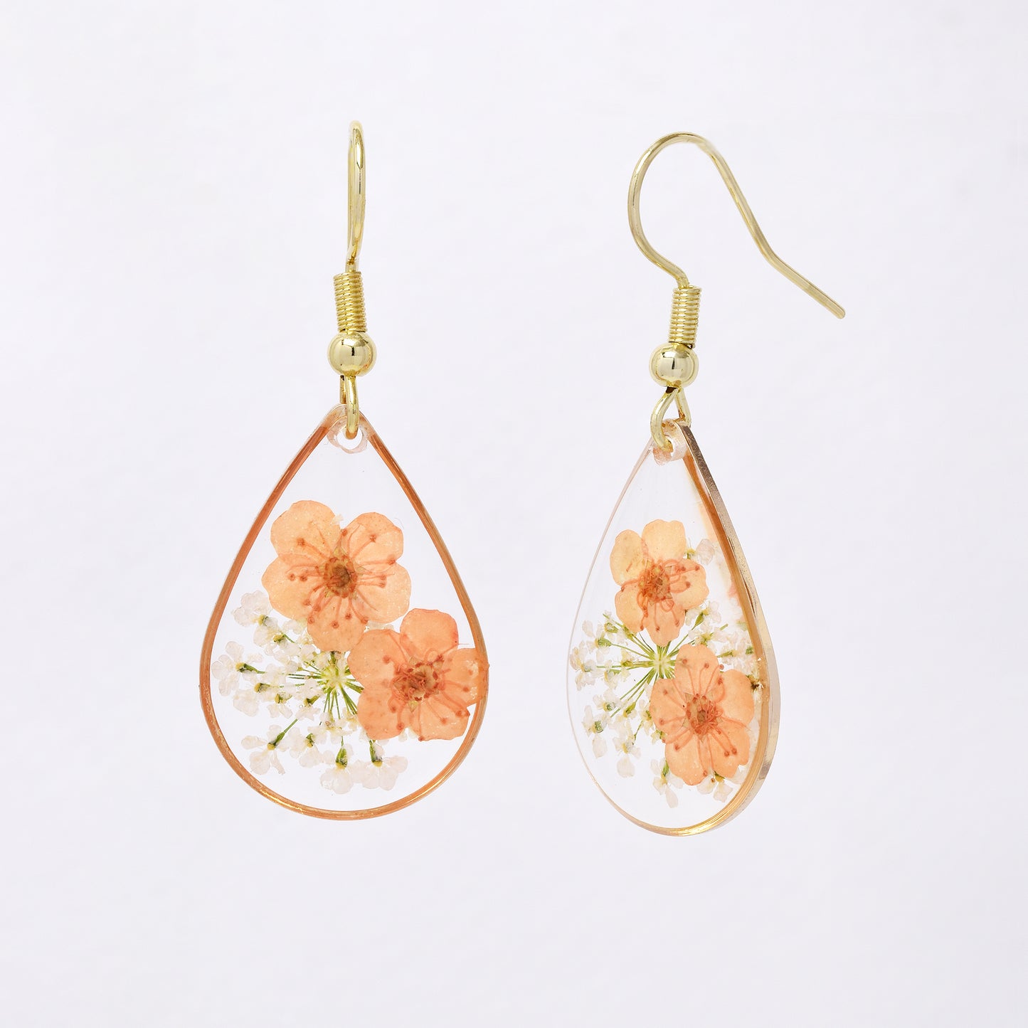 SSYE7435 - Steel 25mm x 17mm teardrop floral resin drop earring