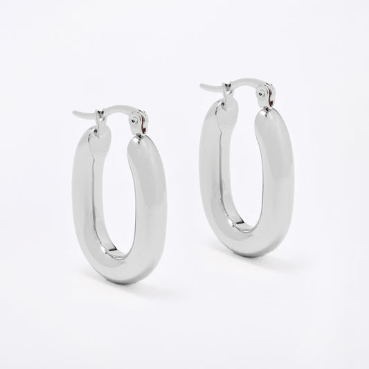 SSYE7801 - Steel 28mm x 19mm x 4mm oval hoop earrings