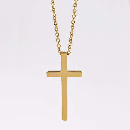 Buy 1 get 1 FREE - Stainless steel plain cross necklace - Cross: L31mm x W15mm chain: 45cm + 5cm extension chain - SSYN2086