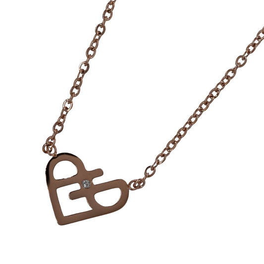 Stainless steel cutout cubic zirconia heart necklace - heart: L11mm x W13mmchain: 44cm - SSYN2087