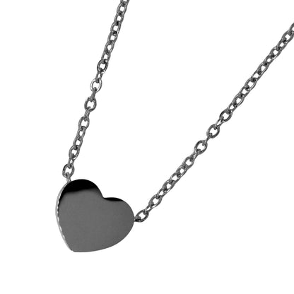 Stainless steel solid heart necklace - heart: L9mm x W10mm chain: 45cm