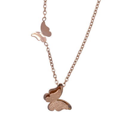 Stainless steel double butterfly necklace - Butterfly: L10mm x W13mmchain: 45cm + 5cm extension chain - SSYN2093