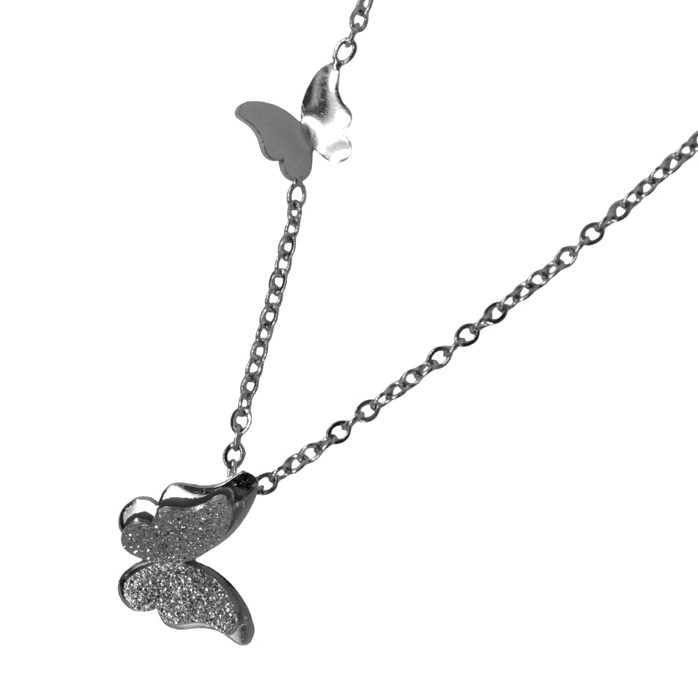 Stainless steel double butterfly necklace - Butterfly: L10mm x W13mmchain: 45cm + 5cm extension chain - SSYN2093