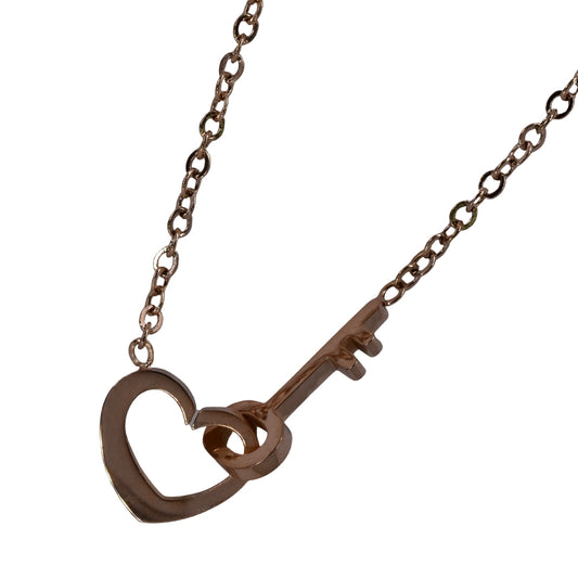 Stainless steel heart and key necklace - Heart and key: L20mm xD 9mm chain: 45cm - SSYN2094