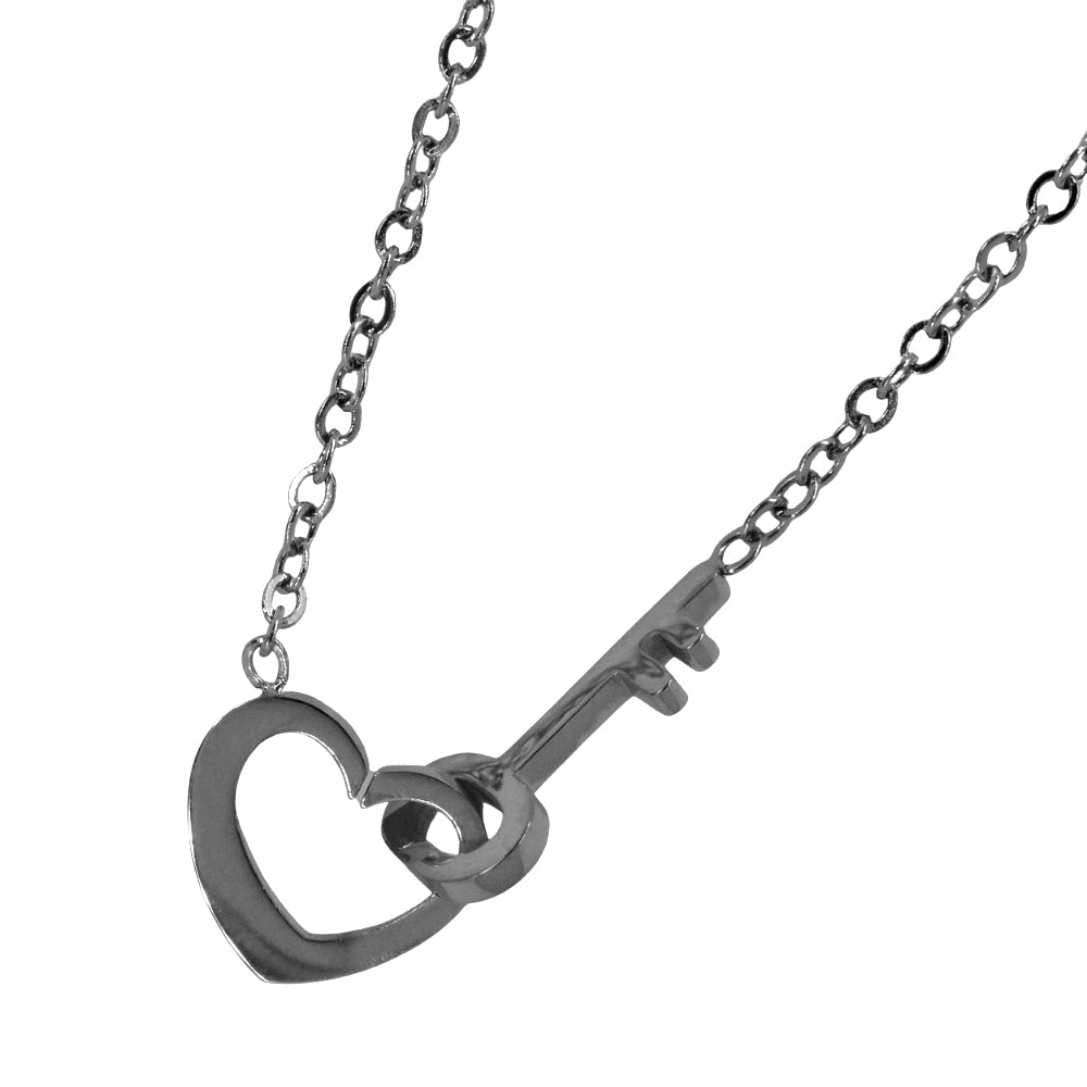 Stainless steel heart and key necklace - Heart and key: L20mm xD 9mm chain: 45cm - SSYN2094