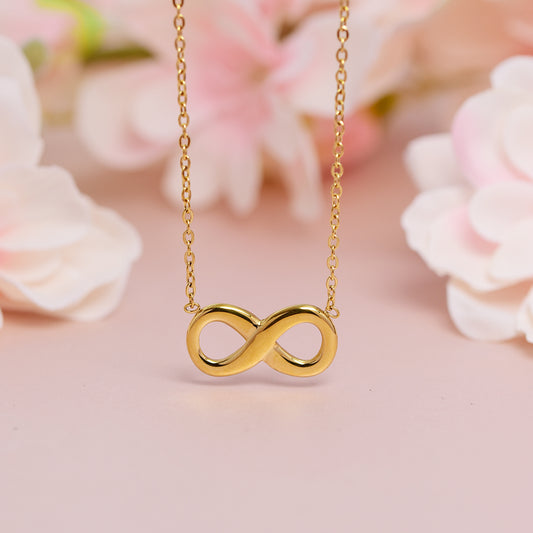 Stainless steel infinity necklace - Infinity:L20mm x W10mm chain: 44cm + 6cm extension chain