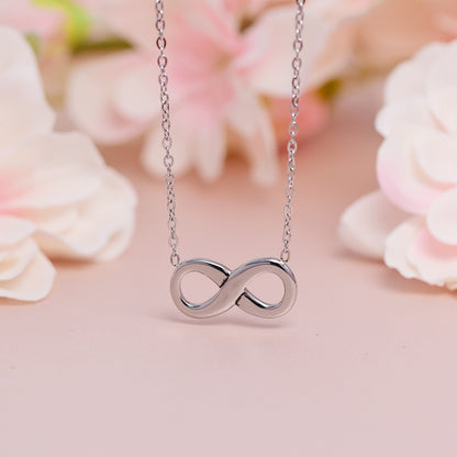 Stainless steel infinity necklace - Infinity:L20mm x W10mm chain: 44cm + 6cm extension chain