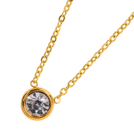 Stainless steel cubic solitaire necklace - SSYN2101