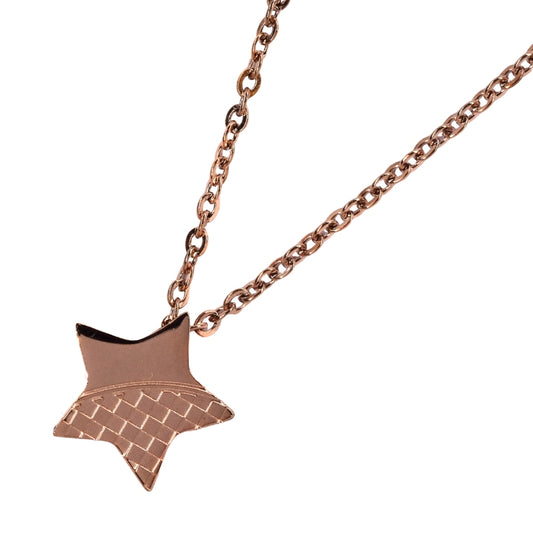 Stainless steel rose gold half textured - Star necklace star:12mm chain: 45cm - SSYN2103