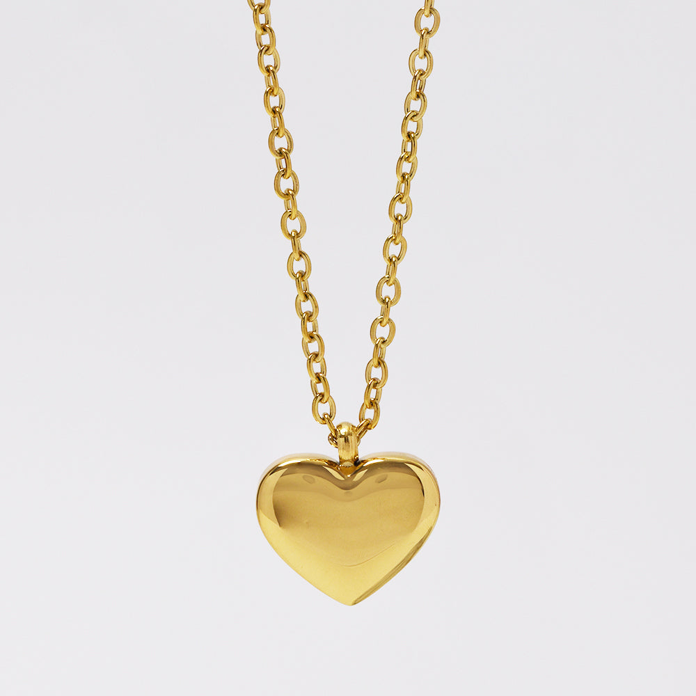 Buy 1 get 1 FREE - Stainless steel solid heart necklace - Heart: L12mm x W10mm chain: 45cm - SSYN2104