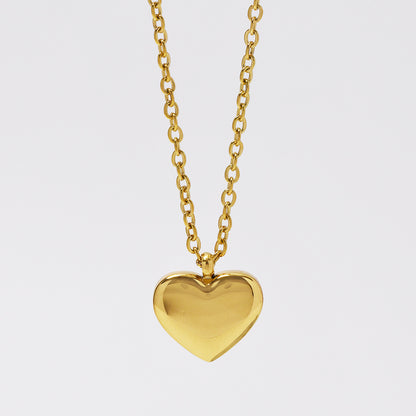 Buy 1 get 1 FREE - Stainless steel solid heart necklace - Heart: L12mm x W10mm chain: 45cm - SSYN2104