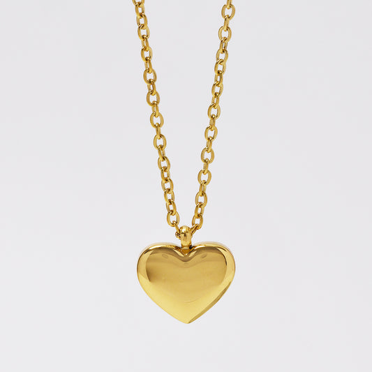Buy 1 get 1 FREE - Stainless steel solid heart necklace - Heart: L12mm x W10mm chain: 45cm - SSYN2104