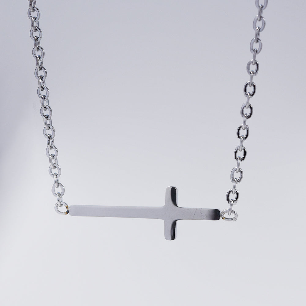 Stainless steel 21mm cross with 39 cm + 6cm extension necklace