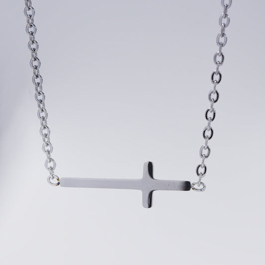 Stainless steel 18mm cross with 39 cm + 6cm extension choker necklace - SSYN3556