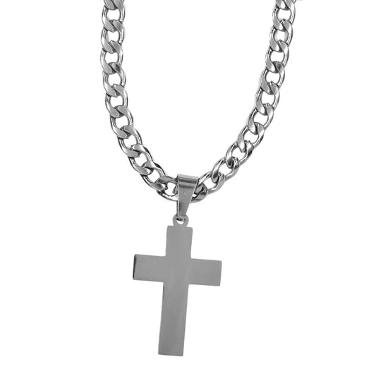 Stainless steel cross on 6mm curb chain - SSYN3719