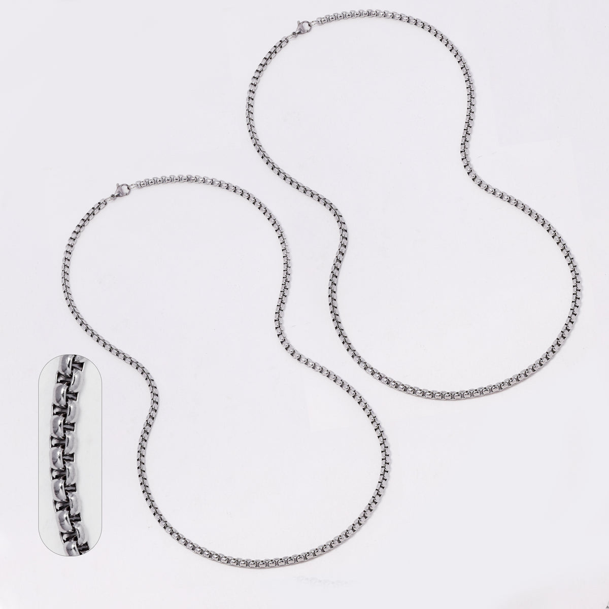 2 Pack Stainless steel Rolo 4mm x 60cm chain - SSYN3720
