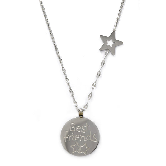 Stainless steel best friend disc and star necklace - SSYN4228