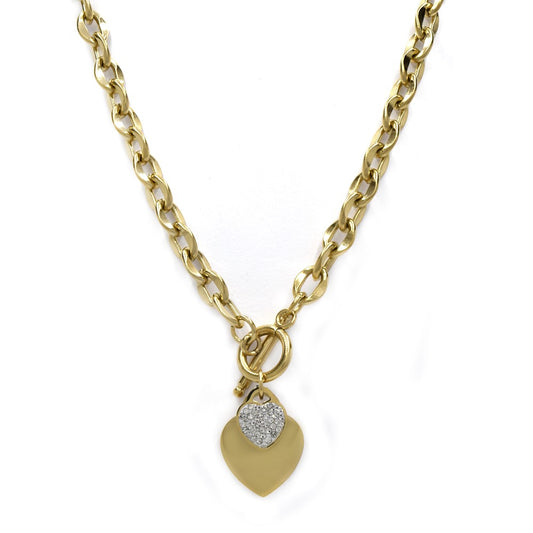 Gold Stainless steel fob heart charm necklace - SSYN4468