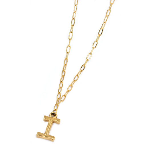 Stainless steel gold initial pendant on chain