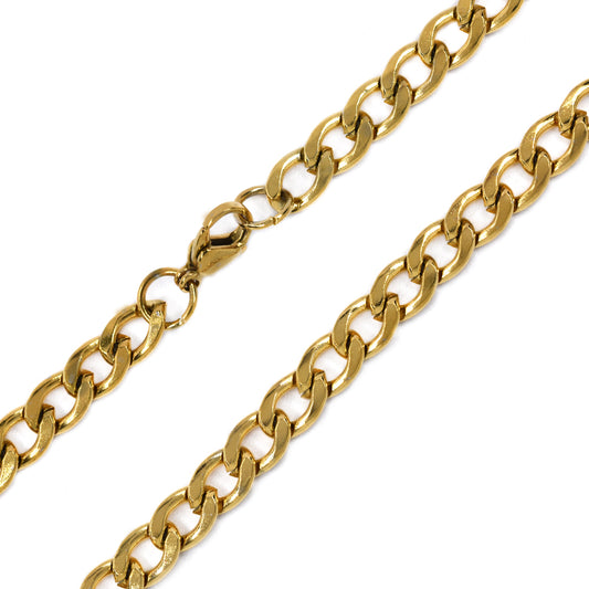 Stainless steel gold curb 6mm x 55cm chain - SSYN4584