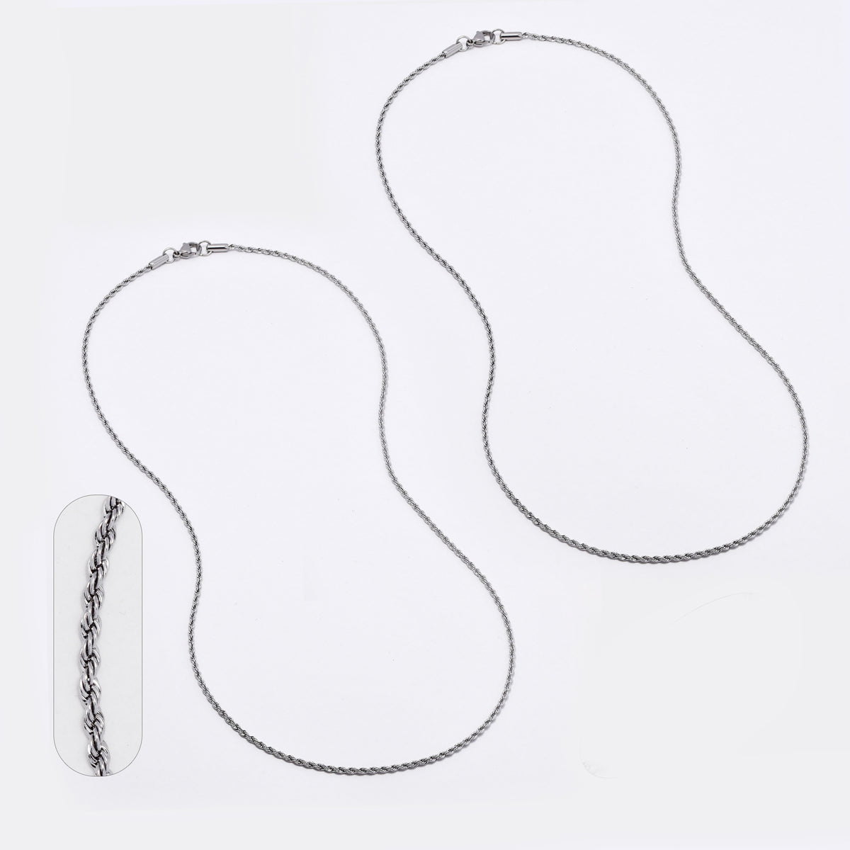 2 Pack Stainless steel rope 2mm x 55cm chain - SSYN4588