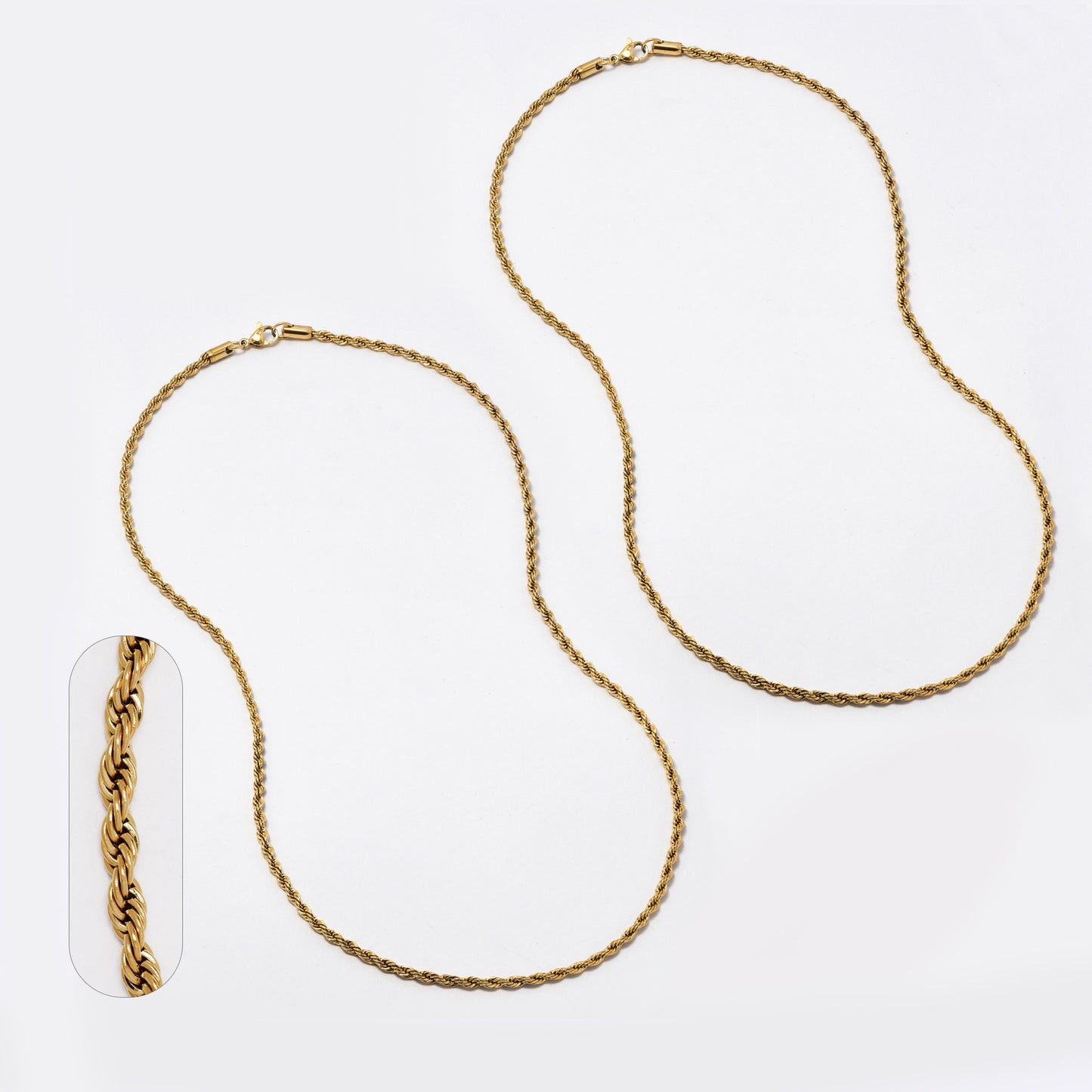 2 Pack Stainless steel rope 3mm x 55cm chain - SSYN4589