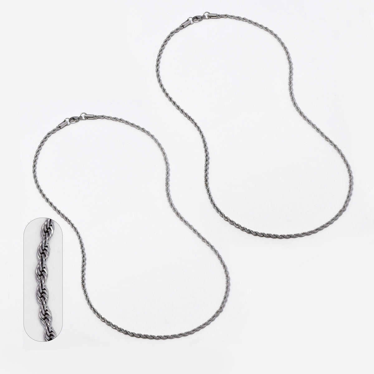 2 Pack Stainless steel rope 3mm x 55cm chain - SSYN4589