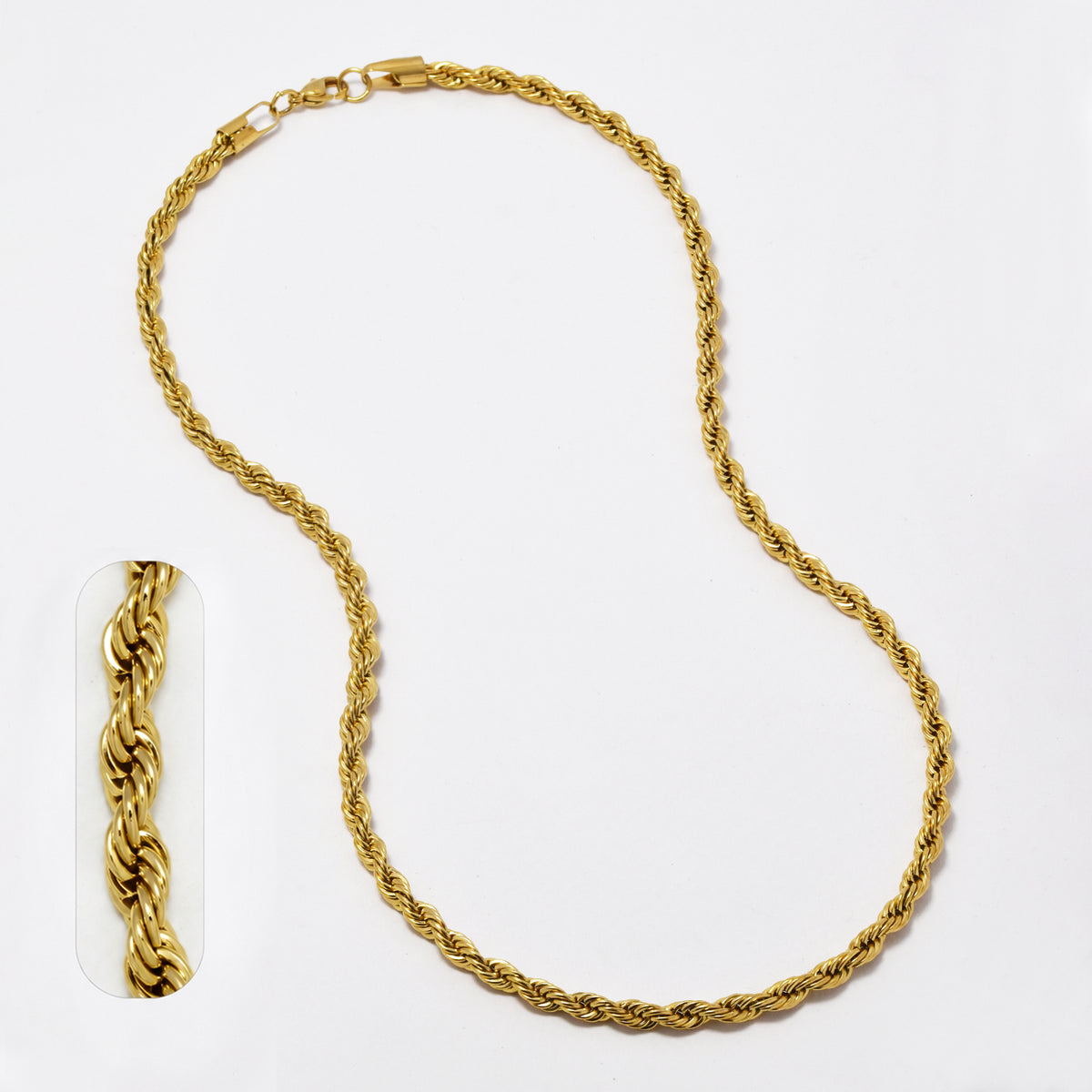 Stainless steel 5mm x 55cm rope chain - SSYN4590