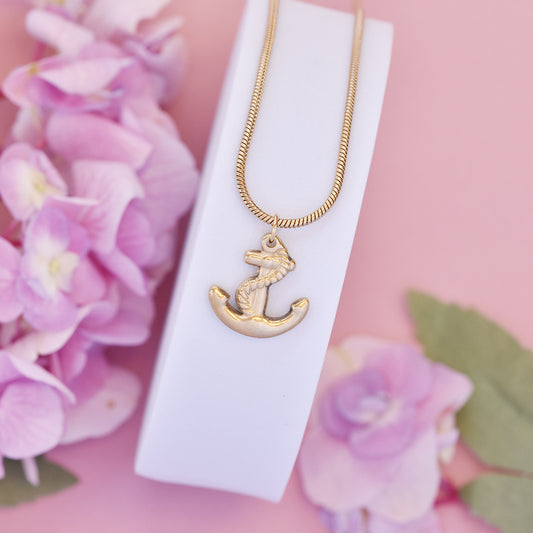 Stainless steel anchor pendant snake chain necklace - SSYN4728