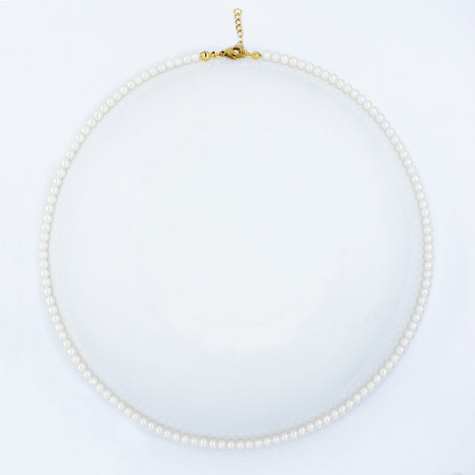Stainless steel 4mm pearl necklace - Length: 50 cm + 5 cm extension chain - SSYN4793