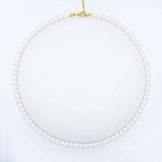 Stainless steel 6mm pearl necklace - Length: 50 cm + 5 cm extension chain - SSYN4794