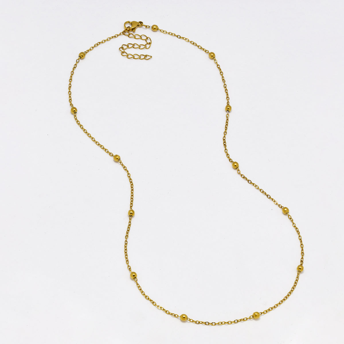 2 Pack Stainless steel 1mm x 45cm + 5cm gold bead anchor chain - SSYN4805