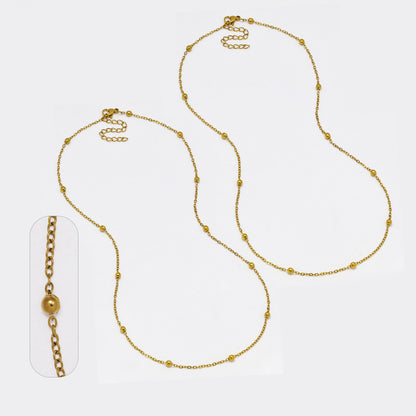 2 Pack Stainless steel 1mm x 45cm + 5cm gold bead anchor chain - SSYN4805