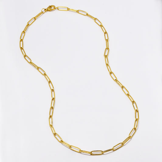 Stainless steel gold paper clip 4mm x 45cm chain - SSYN4807