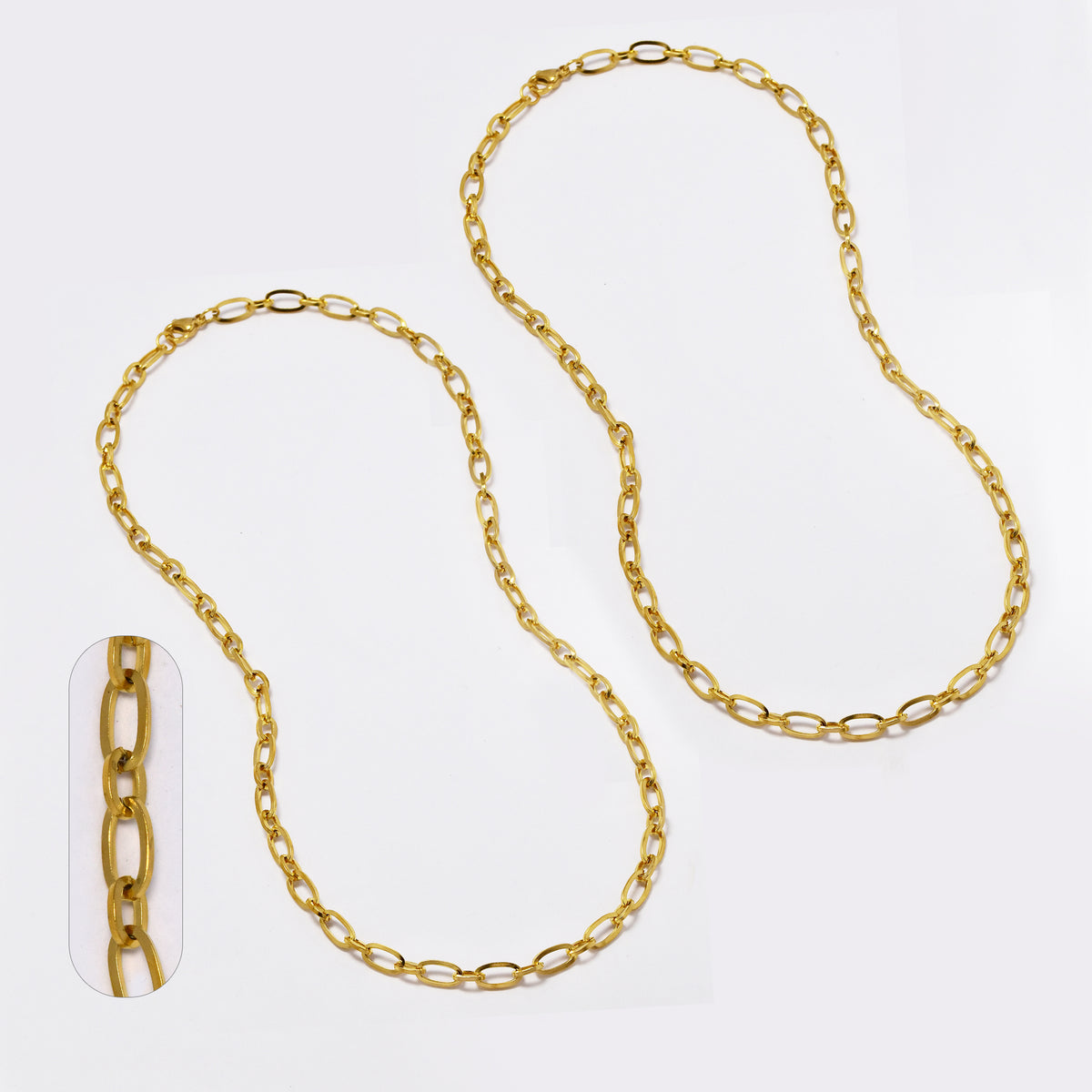 Buy 1 get 1 FREE - 2 Pack Stainless steel gold oval link 5mm x 45cm chain - SSYN4808