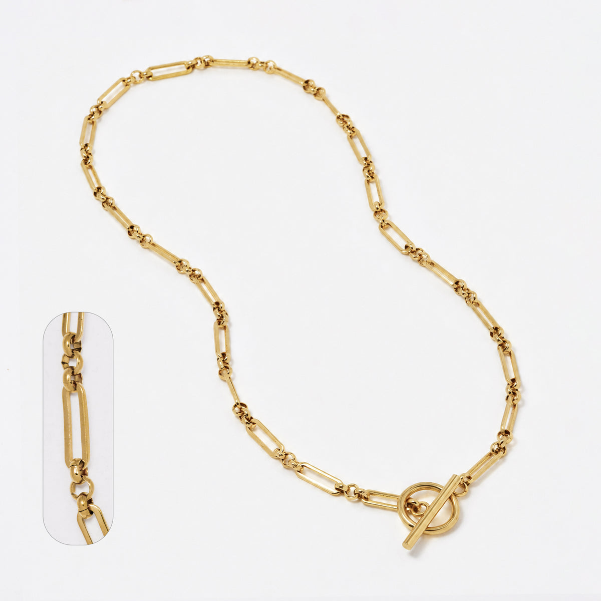 Stainless steel gold plated 45cm paper clip link toggle chain - SSYN4995