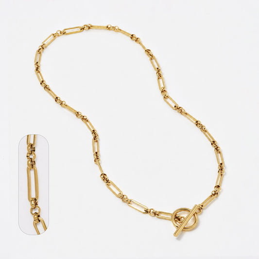 Stainless steel gold plated 45cm paper clip link toggle chain - SSYN4995