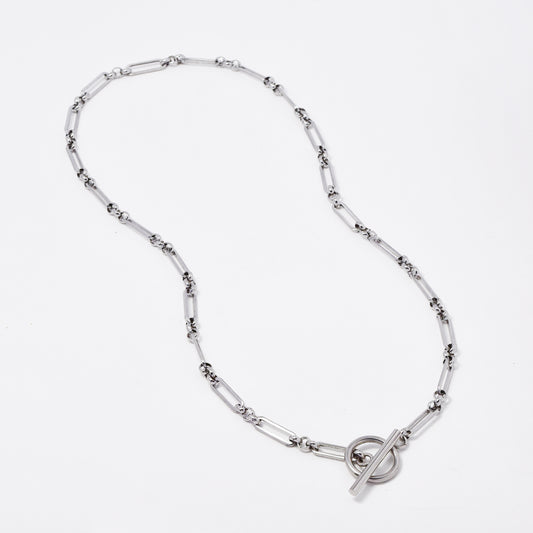 Stainless steel gold plated 45cm paper clip link toggle chain necklace - SSYN4995