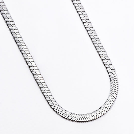 Stainless steel herringbone necklace width: 5mm Length 45+5 cm