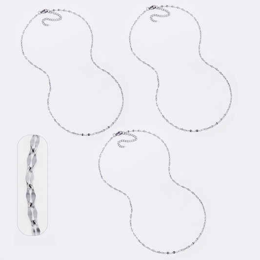3 Pack Stainless steel 2mm x 45+5cm sequin chain - SSYN5041