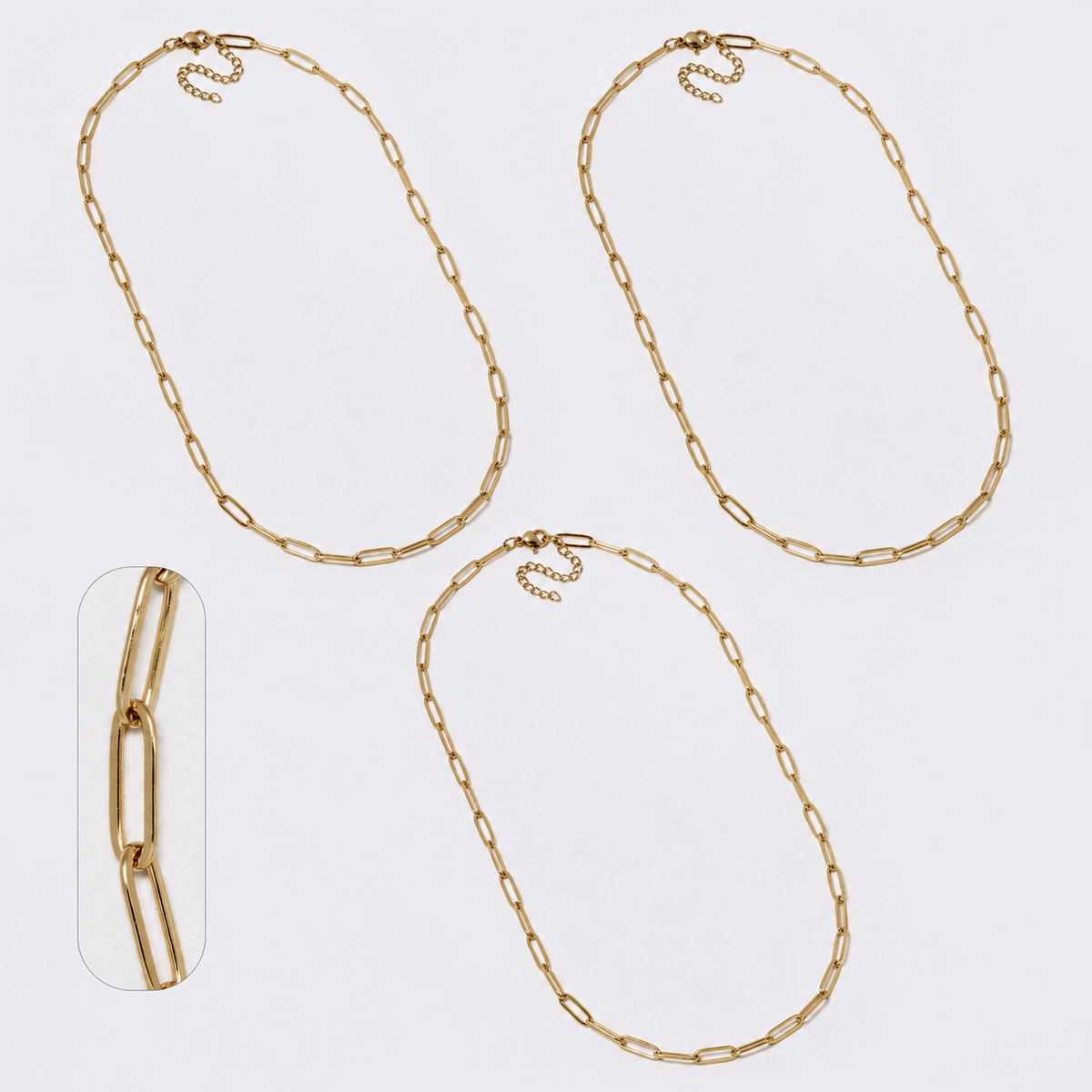 3 Pack Stainless steel 45+5cm paper clip link chain - SSYN5043